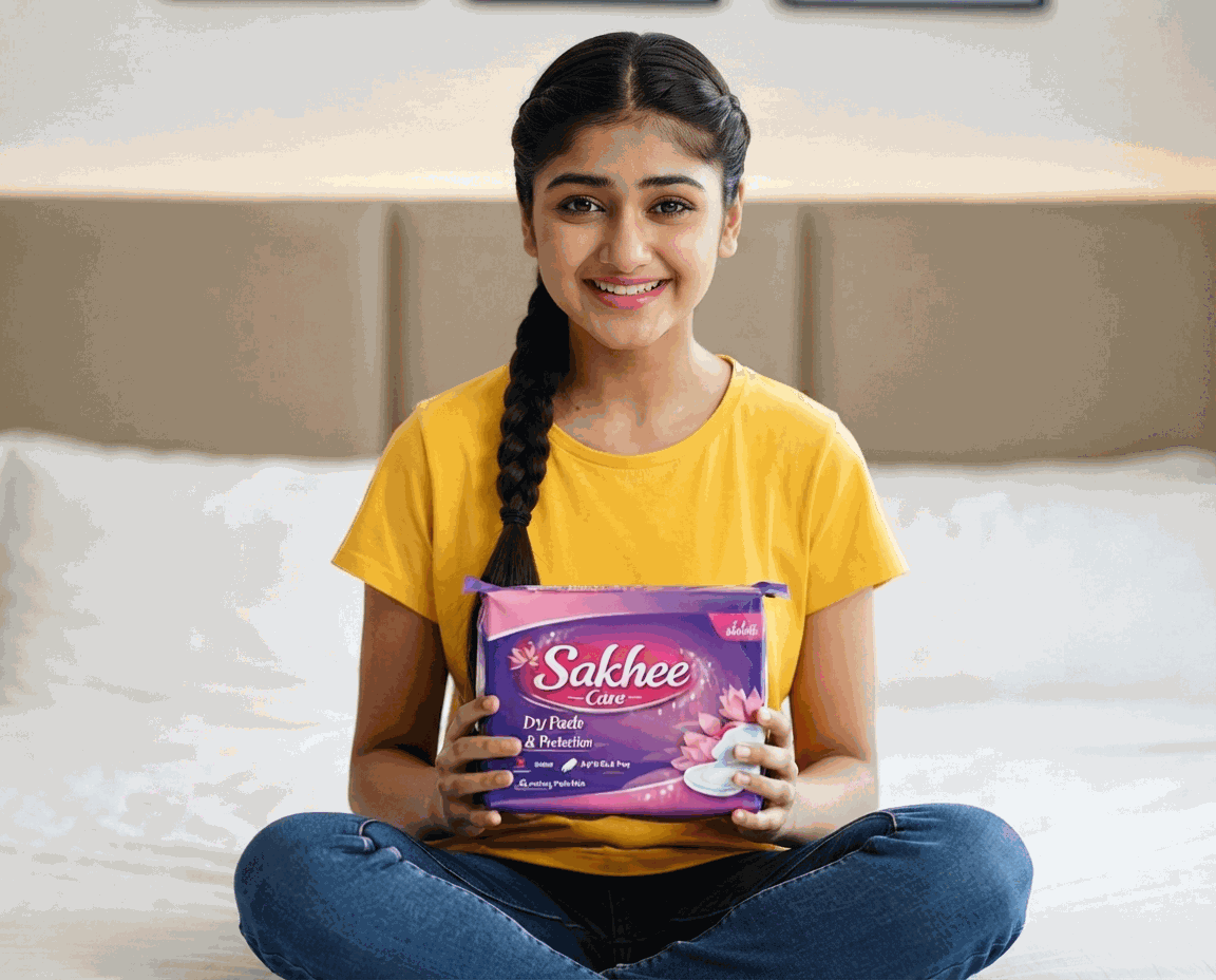 Sakhee Care team packing sanitary pads with care
